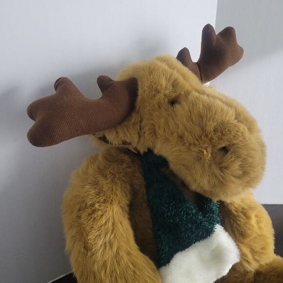 Holiday Moose Plush with Scarf & Hat Brown Christmas Stuffed Animal Winter Decor - Picture 3 of 11